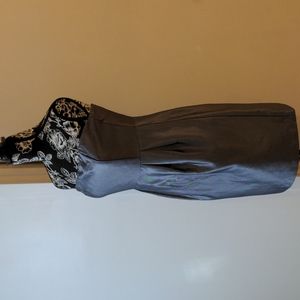 Aqua Silver Shimmer Empire Waist Strapless Cocktail Dress Size Medium